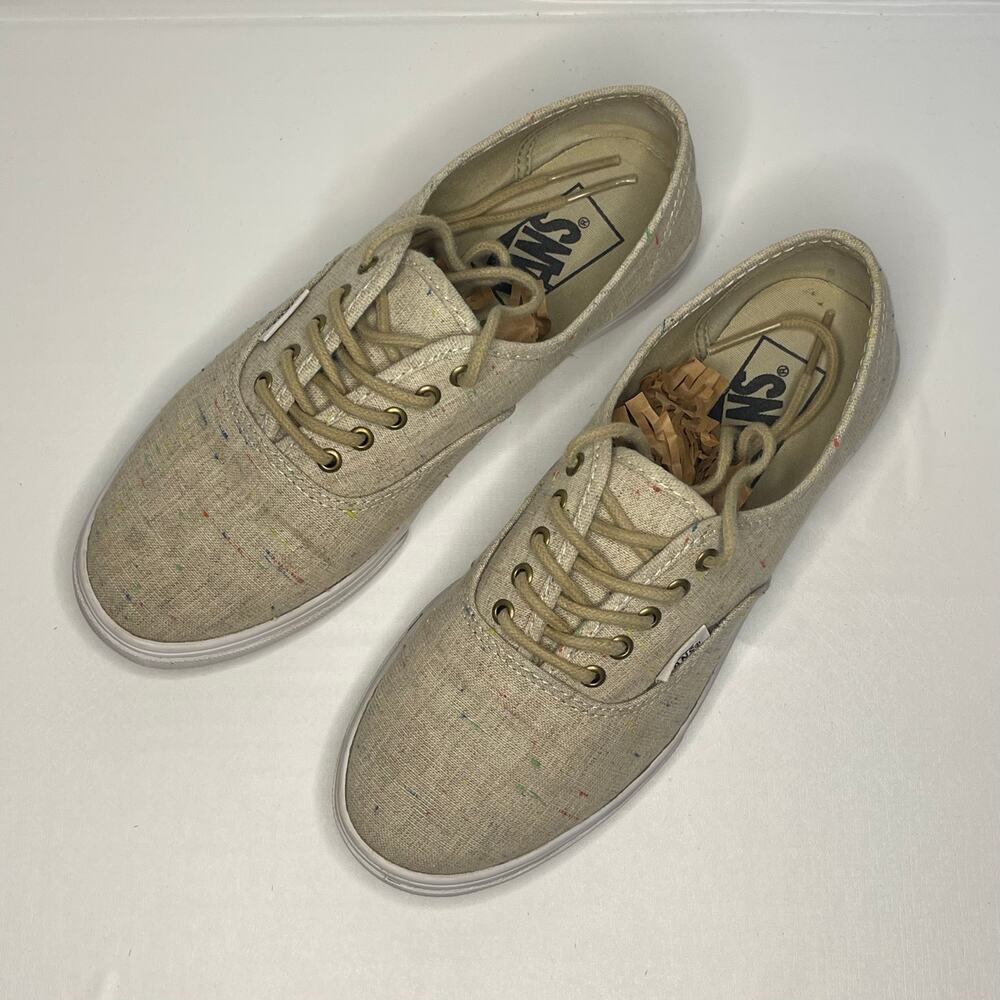 VANS Speckled Chambray Beige Oatmeal Lace-Up Shoes Women's - Size 6.5 - Picture 2 of 5